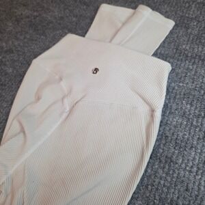 Buffbunny Collection Ribbed High Waisted Leggings Beige Small Activewear Yoga